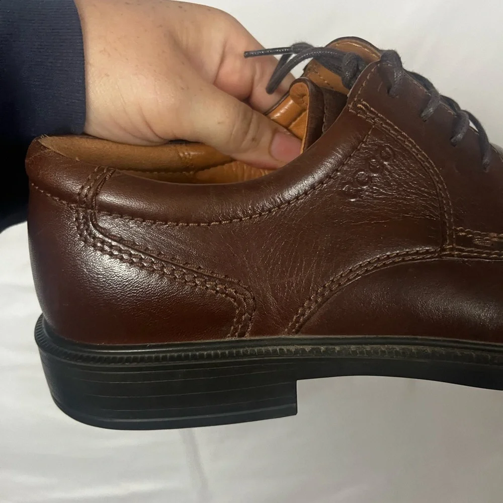 ECCO Men's Arlanda Brown Leather Plain Oxford Dress Shoes- Size‎ 7.5